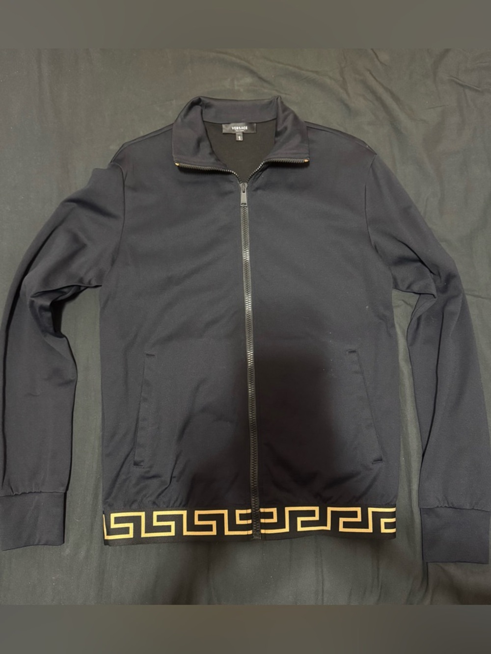 Versace Black Crewneck Zip Hoodie